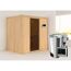 Elementsauna 'Carla' naturbelassen mit graphitfarbener Tür 3,6 kW Bio-Ofen externe Steuerung Easy 196 x 151 x 198 cm