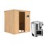 Elementsauna 'Carla' naturbelassen mit graphitfarbener Tür 3,6 kW Bio-Ofen externe Steuerung Easy 196 x 151 x 198 cm