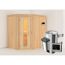 Eck-Sauna aus Holz mit Saunaofen