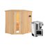 Elementsauna 'Carlota' naturbelassen mit Energiespartür 3,6 kW Bio-Ofen externe Steuerung Easy 151 x 196 x 198 cm