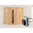 Eck-Sauna aus Holz mit Saunaofen