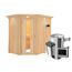 Elementsauna 'Carlota' naturbelassen mit Kranz und Energiespartür 3,6 kW Ofen externe Steuerung Easy 165 x 210 x 202 cm