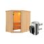 Ecksauna aus Holz mit Saunaofen