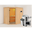 Eck-Sauna aus Holz mit Saunaofen