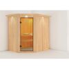 Elementsauna 'Carlota' naturbelassen mit Kranz und bronzierter Tür 165 x 210 x 202 cm