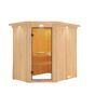 Elementsauna 'Carlota' naturbelassen mit Kranz und bronzierter Tür 165 x 210 x 202 cm