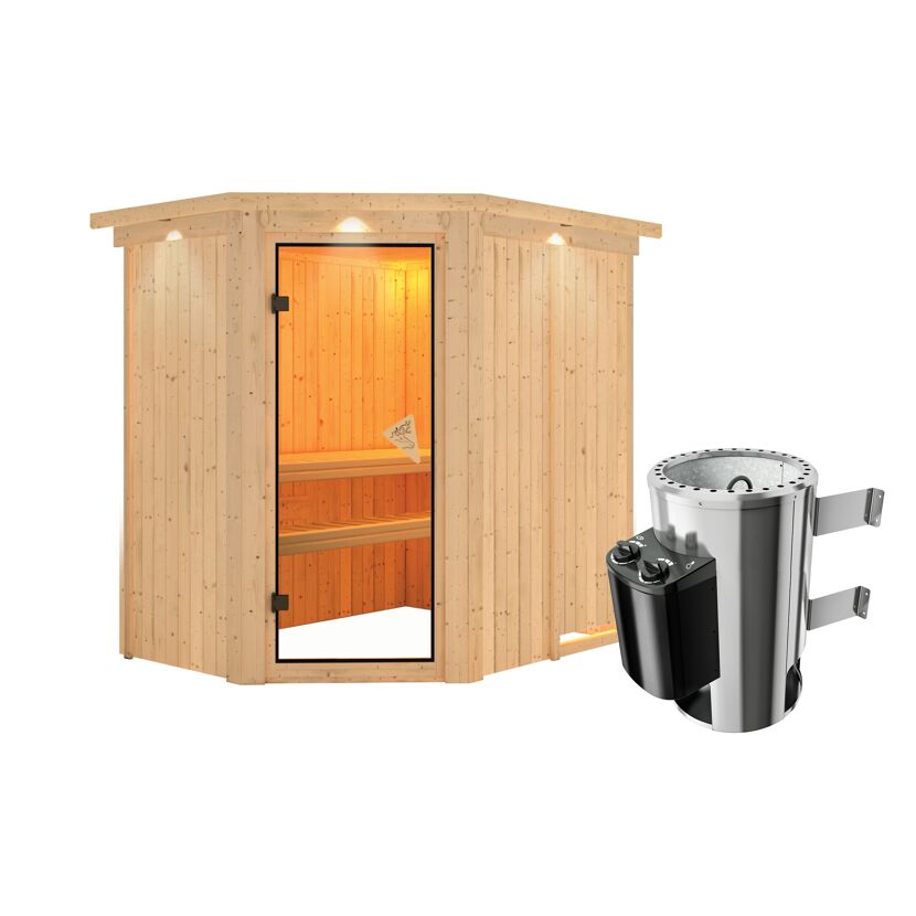 Ecksauna Carlota mit 3,6 kW Saunaofen
