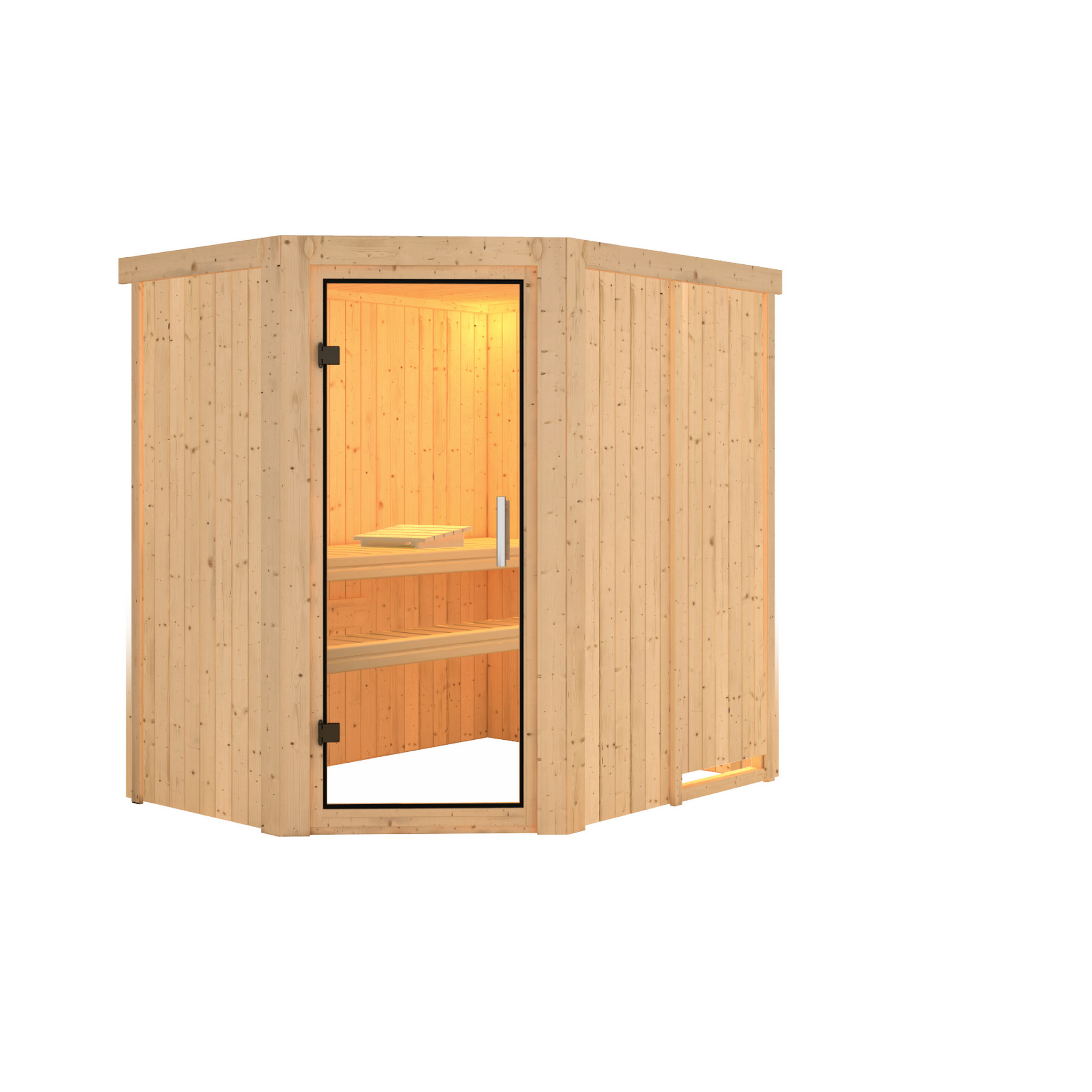 Elementsauna 'Carlota' naturbelassen mit Klarglastür 151 x 196 x 198 cm