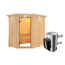Eck-Sauna aus Holz mit Saunaofen