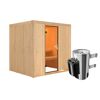 Sauna aus Holz mit Saunaofen