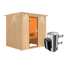 Elementsauna 'Carmen' naturbelassen mit Kranz und bronzierter Tür 3,6 kW Ofen integrierte Steuerung 210 x 184 x 202 cm