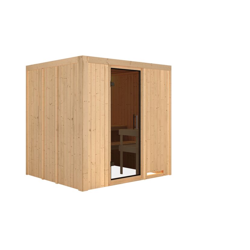 Elementsauna 'Carmen' naturbelassen mit graphitfarbener Tür 196 x 170 x 198 cm