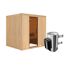 Sauna aus Holz mit Saunaofen