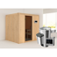 Elementsauna 'Carmen' naturbelassen mit graphitfarbener Tür 3,6 kW Ofen externe Steuerung Easy 196 x 170 x 198 cm