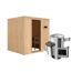 Elementsauna 'Carmen' naturbelassen mit graphitfarbener Tür 3,6 kW Ofen externe Steuerung Easy 196 x 170 x 198 cm