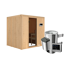 Elementsauna 'Carmen' naturbelassen mit graphitfarbener Tür 3,6 kW Ofen externe Steuerung Easy 196 x 170 x 198 cm