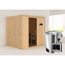 Elementsauna 'Carmen' naturbelassen mit graphitfarbener Tür 3,6 kW Bio-Ofen externe Steuerung Easy 196 x 170 x 198 cm