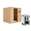 Elementsauna 'Carmen' naturbelassen mit graphitfarbener Tür 3,6 kW Bio-Ofen externe Steuerung Easy 196 x 170 x 198 cm