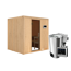 Elementsauna 'Carmen' naturbelassen mit graphitfarbener Tür 3,6 kW Bio-Ofen externe Steuerung Easy 196 x 170 x 198 cm
