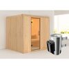 Elementsauna 'Carmen' naturbelassen mit Klarglastür 3,6 kW Ofen integrierte Steuerung 196 x 170 x 198 cm