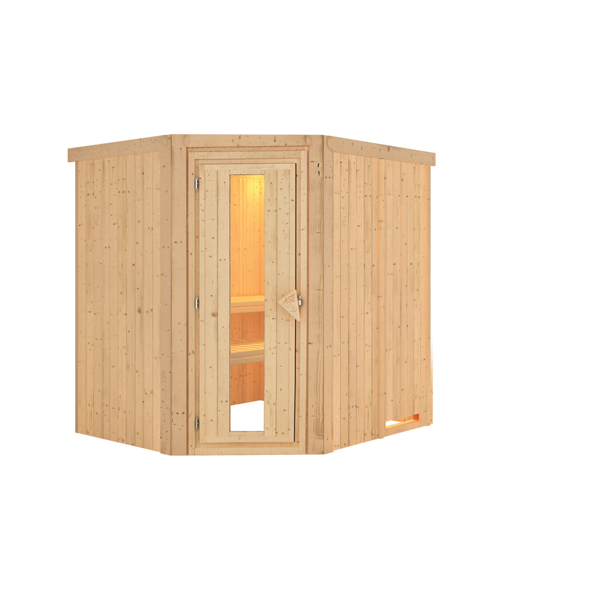 Elementsauna 'Carolina' naturbelassen mit Energiespartür 196 x 170 x 198 cm