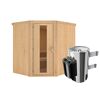 Eck-Sauna aus Holz mit Saunaofen