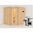Ecksauna aus Holz mit Saunaofen