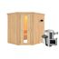 Eck-Sauna aus Holz mit Saunaofen