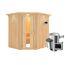 Eck-Sauna aus Holz mit Saunaofen