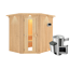 Eck-Sauna aus Holz mit Saunaofen