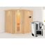 Elementsauna 'Carolina' naturbelassen mit Energiespartür und Kranz 3,6 kW Bio-Ofen externe Steuerung Easy 210 x 184 x 202 cm