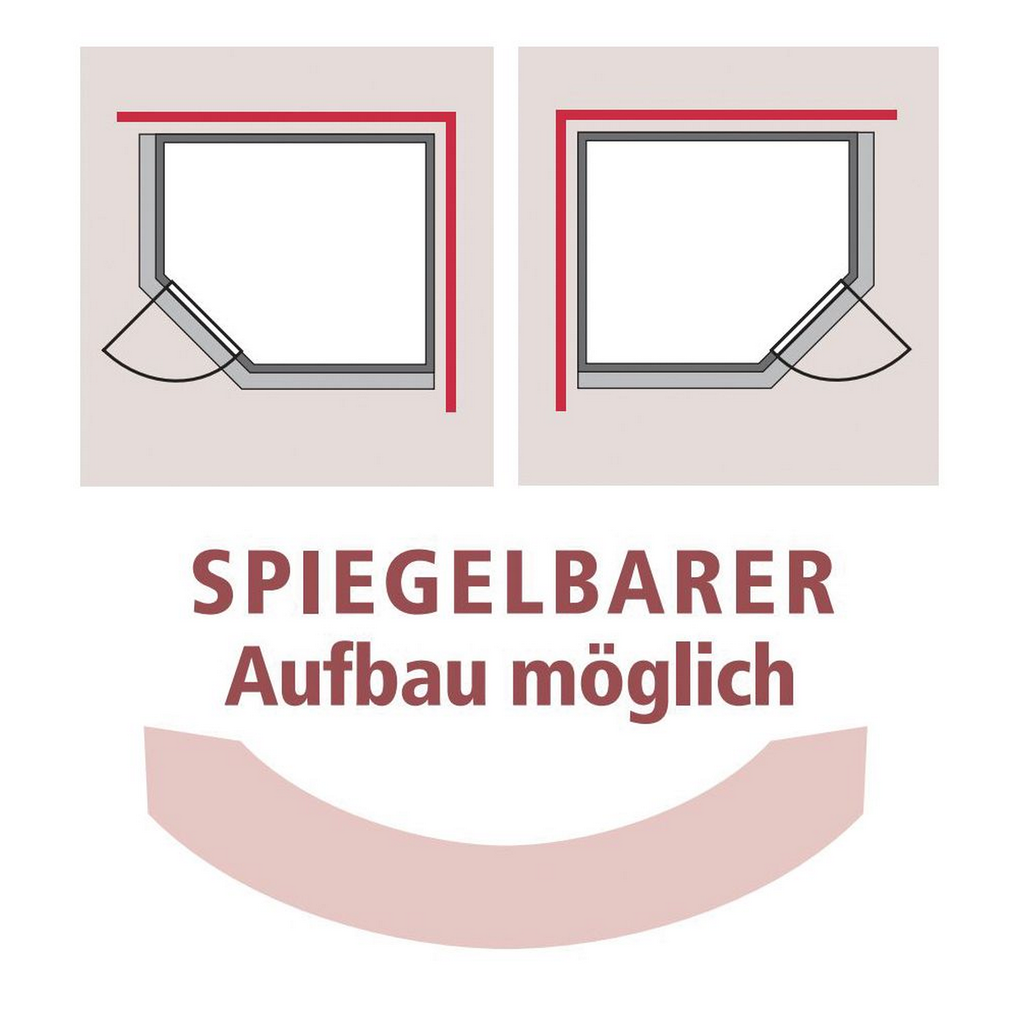 Spiegelbarer Aufbau einer Eckdusche