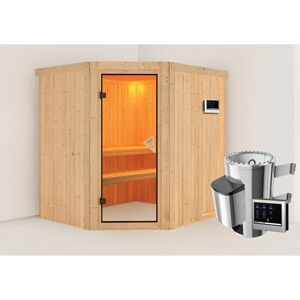Elementsauna 'Carolina' naturbelassen mit bronzierter Tür 3,6 kW Ofen externe Steuerung Easy 196 x 170 x 198 cm