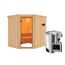 Elementsauna 'Carolina' naturbelassen mit bronzierter Tür Bio-3,6 kW Bio-Ofen externe Steuerung Easy 196 x 170 x 198 cm