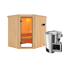 Elementsauna 'Carolina' naturbelassen mit bronzierter Tür Bio-3,6 kW Bio-Ofen externe Steuerung Easy 196 x 170 x 198 cm
