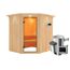 Eck-Sauna aus Holz mit Saunaofen