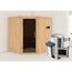 Eck-Sauna aus Holz mit Saunaofen