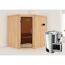 Elementsauna 'Carolina' naturbelassen mit graphitfarbener Tür 3,6 kW Bio-Ofen externe Steuerung Easy 196 x 170 x 198 cm