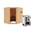 Elementsauna 'Carolina' naturbelassen mit graphitfarbener Tür 3,6 kW Bio-Ofen externe Steuerung Easy 196 x 170 x 198 cm