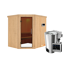 Elementsauna 'Carolina' naturbelassen mit graphitfarbener Tür 3,6 kW Bio-Ofen externe Steuerung Easy 196 x 170 x 198 cm