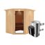 Eck-Sauna aus Holz mit Saunaofen