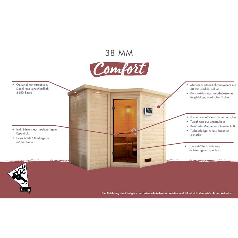 Karibu Sauna Comfort 38 mm