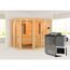 Eck-Sauna aus Holz mit Saunaofen