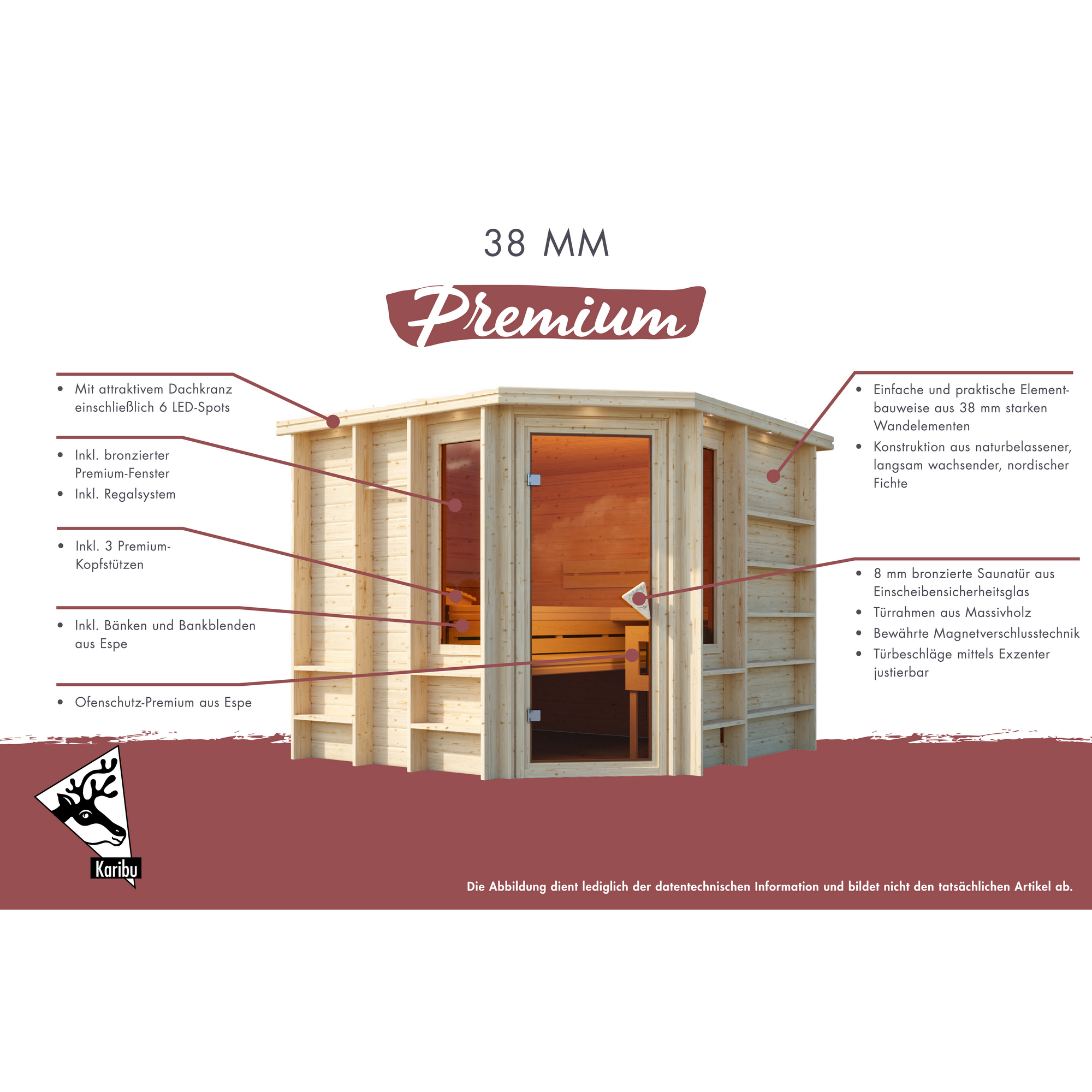 Karibu Sauna Premium 38 mm