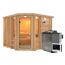 Eck-Sauna aus Holz mit Saunaofen und Steuerung