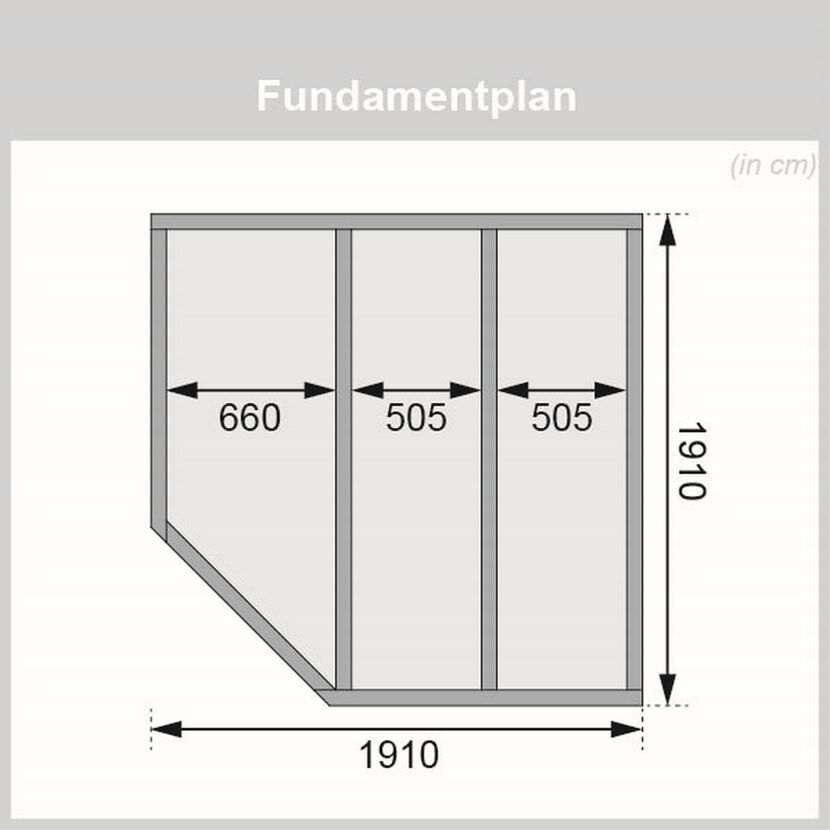 Fundamentplan mit Maßen in cm
