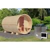 Fasssauna Größe 3 naturbelassen 9 kW Ofen externe Steuerung 225 x 385 x 229 cm