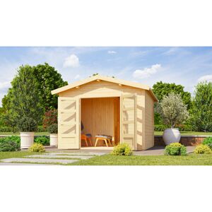 Gartenhaus mit Sauna 'Alberto' naturbelassen 9 kW Ofen externe Steuerung 304 x 304 x 250 cm