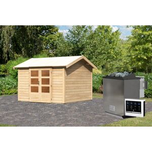 Gartenhaus mit Sauna 'Alberto' naturbelassen 9 kW Bio-Ofen externe Steuerung 304 x 304 x 250 cm
