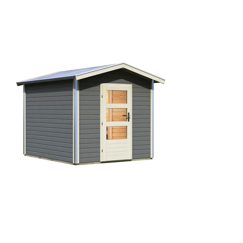 Saunahaus 'Bosse 1' terragrau mit Vorraum 231 x 273 x 235 cm